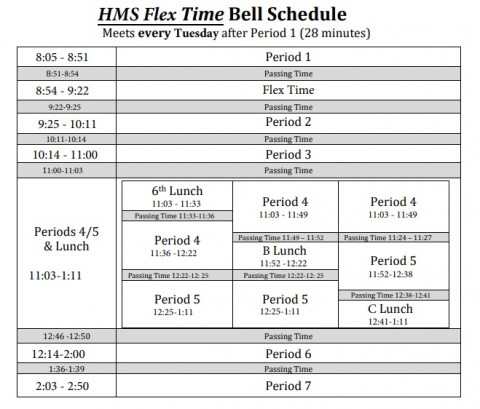 School Bell Schedules | Hammond Middle School